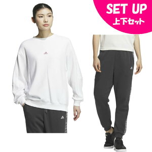 AfB_X XEFbgEFA㉺Zbg fB[X WORDING LOOSE FIT FRENCHTERRY CREW SWEATSHIRT+PANTS JG8174 KTX50+JG8145 KTX51 adidas