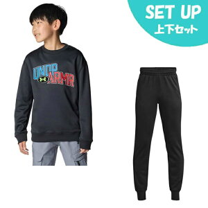 A_[A[}[(UNDER ARMOUR) XEFbgEFA㉺Zbg WjA UA ARMOUR FLEECE OVERLAY WORDMARK CREW+pc 6007815-001+1373543-001