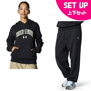 A_[A[}[(UNDER ARMOUR) XEFbgEFA㉺Zbg fB[X UA RIVAL FLEECE GRAPHIC PULLOVER HOODIE+PANTS 6007712-001+6007714-001