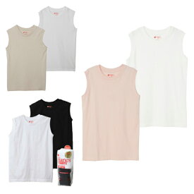 ヘインズ Hanes 半袖アンダーウェア レディース ジャパンフィット 2枚組 スリーブレスTシャツ 5.3oz Japan Fit for HER HW5327