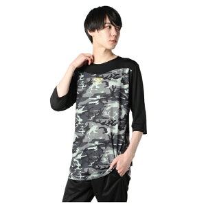 【期間限定クーポン配布中!10/24 20:00〜11/1 23:59】【メール便送料無料】アクティブーム ActiveM 野球 アンダーシャツ 長袖 メンズ カモ柄七分袖インナー 020BK4