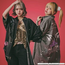 ガルフィー×クロミ 限定 メンズ レディース 半袖 シャツ ボロボロデニム半袖BIGシャツ 大きいサイズ カジュアル ゆったり ガルフィ 男女兼用 ユニセックス GALFY ‥