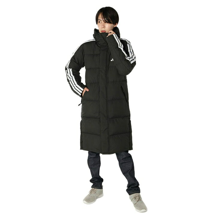 楽天市場】アディダス adidas ロングコート メンズ スリーストライプ adidas フード付き ロングベンチコート ブラック