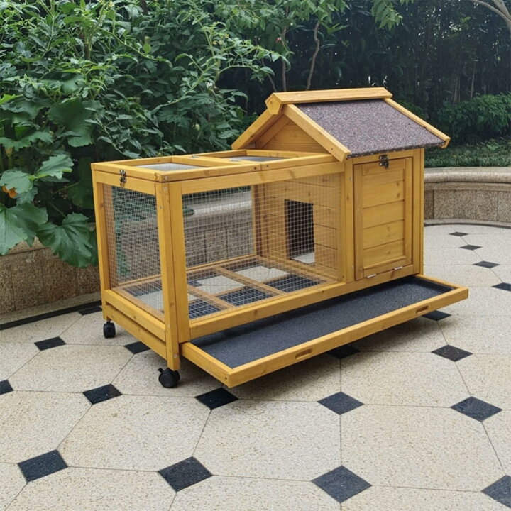 楽天市場】屋外用ウサギ小屋、アスファルト屋根と取り外し可能なトレイ 