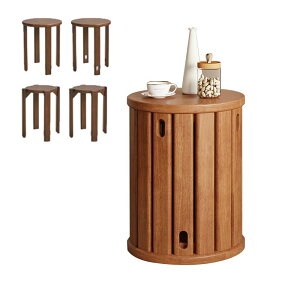 天然木 サイドテーブル スツール 4脚セット 完成品 スタッキング スタッキングチェア ダイニングチェア ダイニング チェア スツール椅子 食卓椅子 いす イス 円形 丸 丸型 木製 ンパクト お