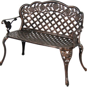 ガーデンベンチ 屋外 アルミ 家具 アンティーク調 アルミベンチ ガーデンチェア アウトドアベンチ おしゃれ パティオ 庭 芝生 バルコニー (茶色)