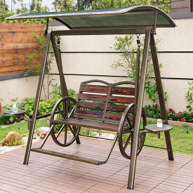 ガーデンベンチ ブランコ 木製ブランコ 大型ブランコ 炭化工程 人間工学に基づいたデザイン 厳選された 丈夫な木材 美しい木目 強力な耐荷重能力 中庭、公園、屋外の屋上、バルコニー、ホテルで利用可能