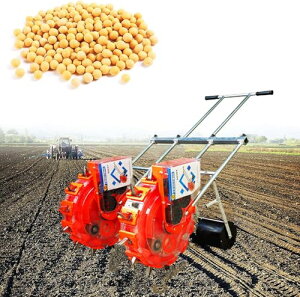 種まき機、2列手動播種機 手押し式ガーデンシーダー、種子散布機 歩行式列作物プランター ローラー播種および肥料散布機 大豆 ピーナッツ トウモロコシ 綿花 大豆用ポータブル種子プラン