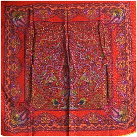 フェンディ シルク スカーフ レッド×パープル ペイズリー 中古 Aランク FENDI | レディース 女性 【ネコポス送料無料】