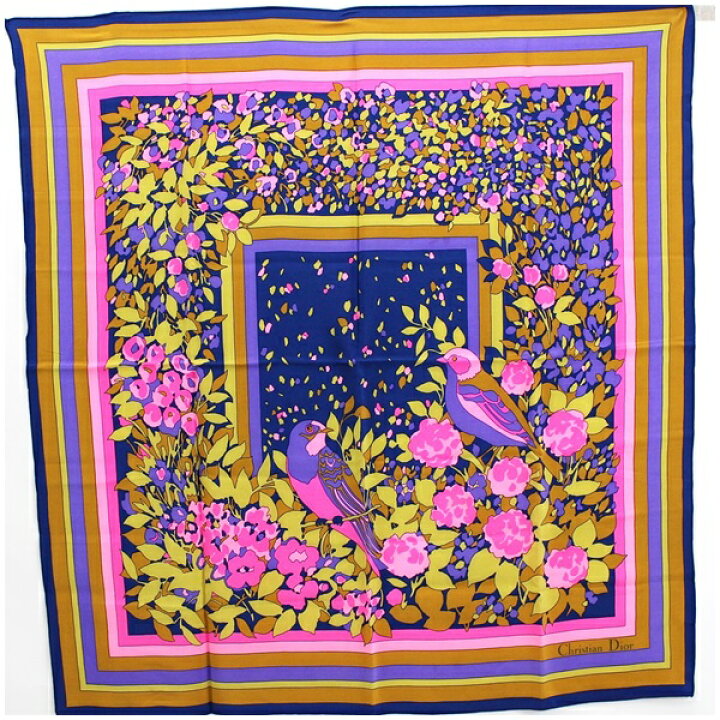 楽天市場】クリスチャン ディオール シルク スカーフ マルチカラー 花  