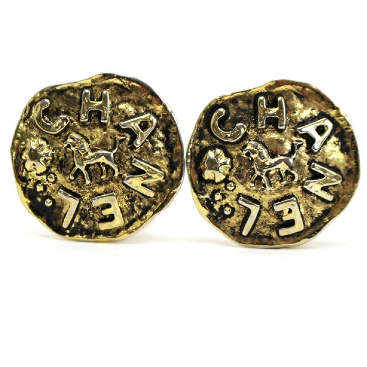 楽天市場】シャネル ヴィンテージ イヤリング ライオン 23 ロゴ 中古  