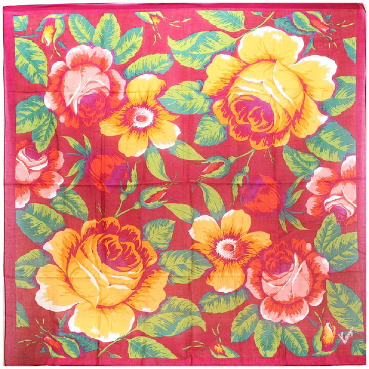 楽天市場】ケンゾー コットン 大判スカーフ ショール レッド× マルチ  