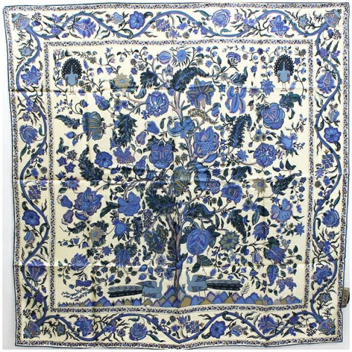 楽天市場】リバティ 未使用 シルク スカーフ ベージュ×ブルー 花柄  