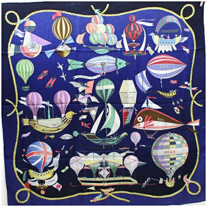 楽天市場】エルメス スカーフ カレ90 LES FOLIES DU CIEL 大空の狂気  