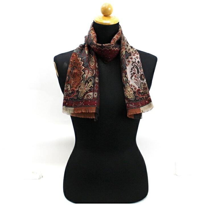 中古】ETRO(エトロ) ストール(ショール) ペイズリー柄 ダークグレー  