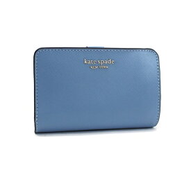 ケイトスペード 2つ折り財布 ライトブルー 中古 Aランク kate spade |レディース 女性用 ブランド コンパクト L字ファスナー小銭入れ パスケース【送料無料】