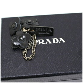 プラダ バックチャーム キーホルダー チェーン パテント フラワーモチーフ 中古 ABランク PRADA ｜アクセサリー 小物 レディース 女性 保存袋・箱付き【送料無料】