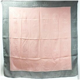 カルティエ スカーフ 2c ピンク×グレー 中古 ABランク Cartier| レディース 女性用 【送料無料】