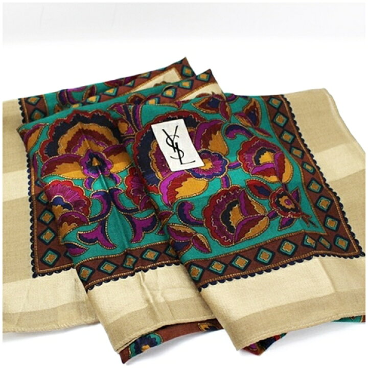 楽天市場】イヴサンローラン ウール×シルク 大判 スカーフ ストール  