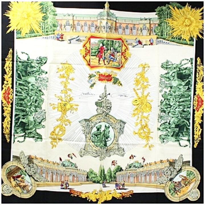 楽天市場】エルメス シルク スカーフ カレ90 『SANSSOUCY 