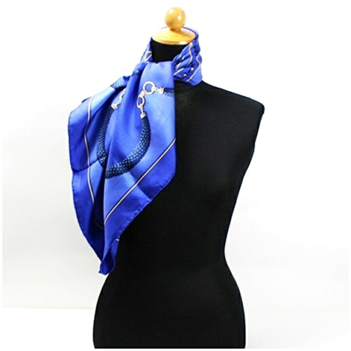 楽天市場】カルティエ シルク スカーフ ブルー 宝石柄 Cartier 中古 AB  