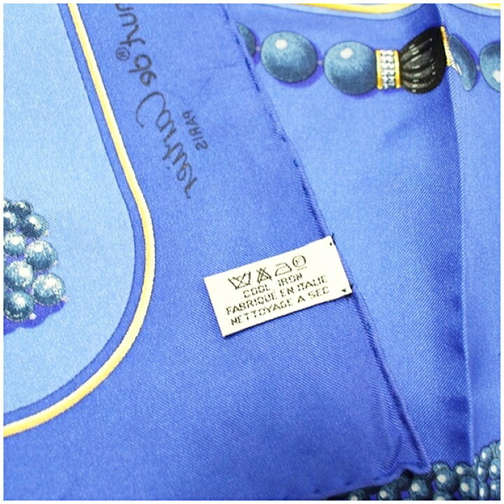 楽天市場】カルティエ シルク スカーフ ブルー 宝石柄 Cartier 中古 AB  