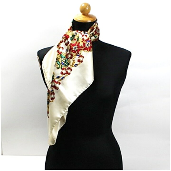 楽天市場】シャネル シルク スカーフ クリーム 宝石柄 中古 ABランク  