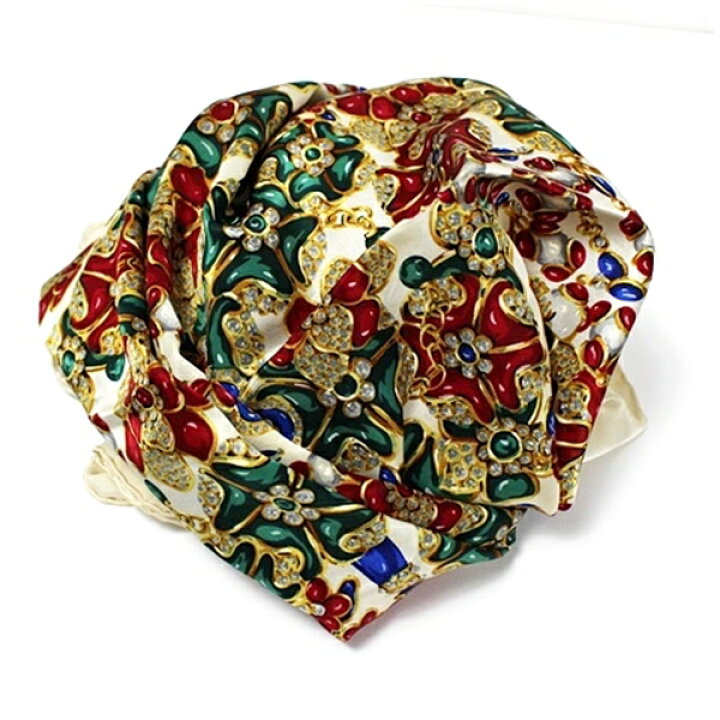 楽天市場】シャネル シルク スカーフ クリーム 宝石柄 中古 ABランク  