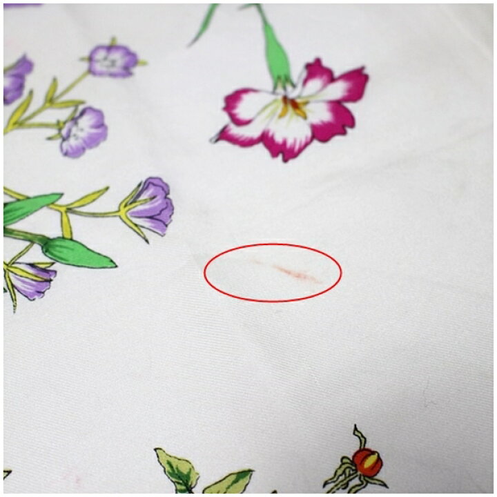 楽天市場】グッチ シルク スカーフ ホワイト×ネイビー フローラル柄  