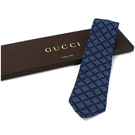 グッチ レーヨン ネクタイ 未使用 GG柄 中古 Sランク GUCCI 633992 | メンズ ビジネス 細身 タグ付き 箱付き 【送料無料】