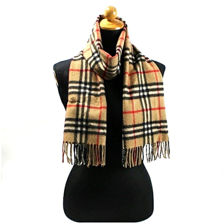 楽天市場】バーバリー カシミヤ マフラー キャメル×チェック 150×32  