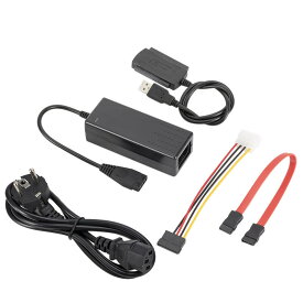 SATA/PATA/IDEドライブ - USB 2.0アダプター変換ケーブル 2.5/3.5インチハードドライブ/5インチ光学ドライブ用 外部AC電源アダプター付き