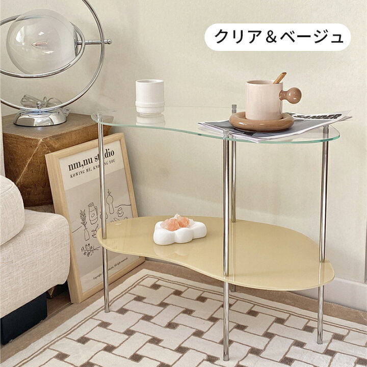 楽天市場】【1点で8％OFF】クリア テーブル 透明 2段 おしゃれ サイド 