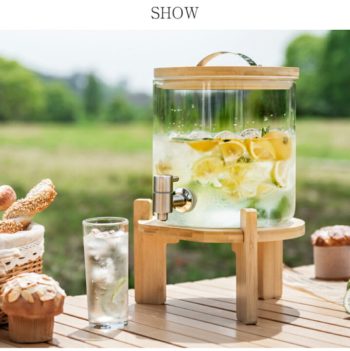 バレルディスペンサー ドリンクディスペンサー フルーツ飲料ディスペンサー3L 飲料ボトル貯蔵タンク 梅酒 ジュース ビール ドリンク 冷水筒  ドリンクサーバー ガラス貯蔵タンク 大容量 ガラスポット 株式会社錦 ステンレス製の蛇口 保存瓶ドリンクディスペンサー 梅酒 ...