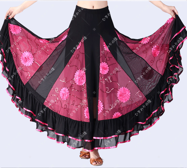 楽天市場】JAZZダンス衣装 ロングスカート 女性 スパンコール 立体感  