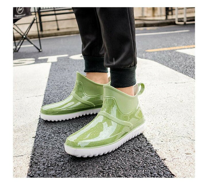 レインブーツ メンズ ショート丈 スニーカー風 通勤 レインシューズ 防水 雨靴 当店一番人気