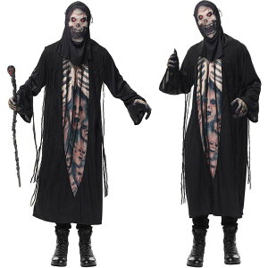 Men's 骨 ホラー 骸骨 どくろに変身 ハロウィン 衣装 男性用 メンズ用 ゾンビ ハロウィーン 王様ハロウィン衣装 コスプレ 魔法使い コスチューム (二次会、結婚式、仮装、パーティー、宴会