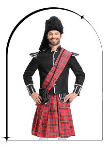 ハロウィン衣装 コスプレ衣装 男性用イギリス近衛兵 英国 スコットランド 儀仗隊 兵士 戦士 ロイヤルガード メンズ 大人 男性用 赤格子 セット コスチューム ゲーム アニメ ハンサム ロール