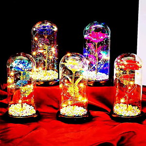 送料無料 花 造花 フェイクフラワー 永遠の花 花束 枯れない花 バラ ギフト 薔薇 ローズ プレゼント ガラスポット LEDライト付 卒業式 母の日 成人式 結婚祝い 母 彼女 結婚記念日 両親 退職祝