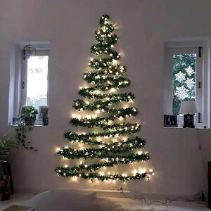 場所を取らない クリスマス壁掛け クリスマスツリー 壁掛け パーティー装飾藤 クリスマスツリー装飾 LEDイルミネーションライト LEDライト LED電球 装飾 オーナメント 部屋 玄関 店舗飾り 手