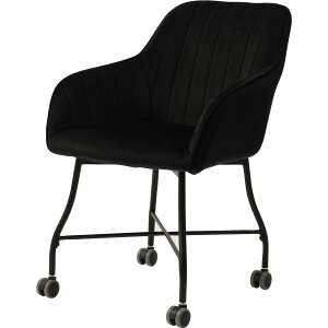 リエット チェア ブラック 黒 チェア デスクチェア オフィスチェア キャスター付き 肘付き アームチェア 椅子 イス おしゃれ デザイナー 布地 ファブリック ベロア パーソナル デスク 会社