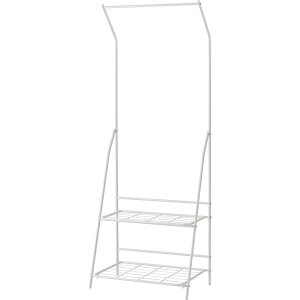 フォールディングハンガーラック ホワイト 白 ハンガーラック 棚付き 2段 ワードローブ 折りたたみ フォールディング スリム 幅60cm 簡単組立 省スペース おしゃれ 軽量 収納 小物置き クロー