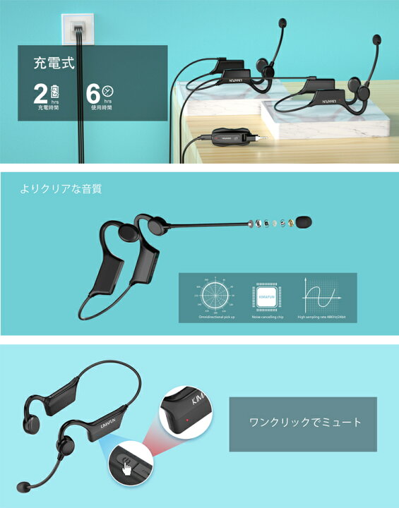楽天市場】KIMAFUN 正規品 ワイヤレス防水マイク 2.4G無線  
