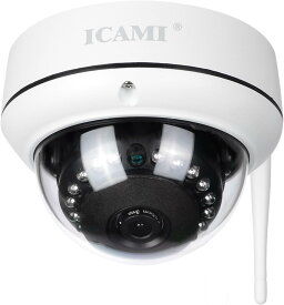 ICAMI 防犯カメラ HD 1080P ワイヤレス IP 監視カメラ SDカードスロット内臓で自動録画 WIFI対応 動体検知 アラーム機能 音声機能 暗視撮影