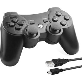 【SS期間限定クーポンで1762円】PS3 コントローラー ワイヤレス 無線 ゲームパッド 振動機能 人間工学 USB ケーブル 6軸リモートゲームパッド 充電式 USB