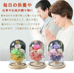 お悔やみ プリザーブドフラワー 供花 お供え花 仏花 枯れないお花 お花 仏壇 手元供養 一周忌 四十九日 命日 初七日 仏壇 お盆 新盆 初盆 お彼岸 法事 ペット ガラスドーム ブリザードフラワ
