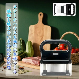 肉筋切り器 48本刃 ミートテンダライザー 肉たたき 取り外し可 ニクサスプロ ステンレス製 ジャカード 保護カバー付き キッチン 肉刺し お肉を柔らかく 錆びにくい ステーキ かつどん 調理