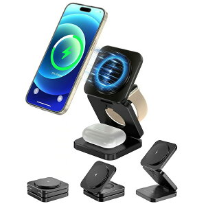 ԍڗpz_[ CX[d 3-in-1 }Olbg ܂ݎ QiΉ }[d y 5W/7.5W/10W/15WΉiPhone17-12/iWatch Ultra2/Ultra/SE/10-3/AirPods4/3/Pro/Pro2Ή gя[d Mag-Safe[d RpNg