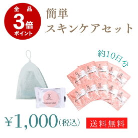 ＼1000円ポッキリ＆P3倍／ 姫ラボ 簡単スキンケアセット【ミニ石けん×1・ゲルパウチ×10・泡立てネット付き】洗顔＋オールインワン 温泉水配合 無添加 メンズOK トラベル メール便OK お試し［11日11:59まで］