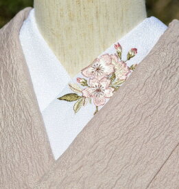 桜さくら　刺繍　半衿　ひめ吉オリジナルデザイン☆　ワンポイント半襟　春の半襟